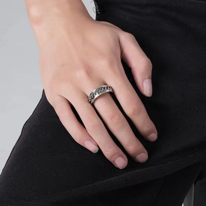 Anxiety Fidget Spinner Rings for Men Stainless Steel Spinning Rotatable Cuban Chain Ring for Women Punk Rock anti Stress Jewelry