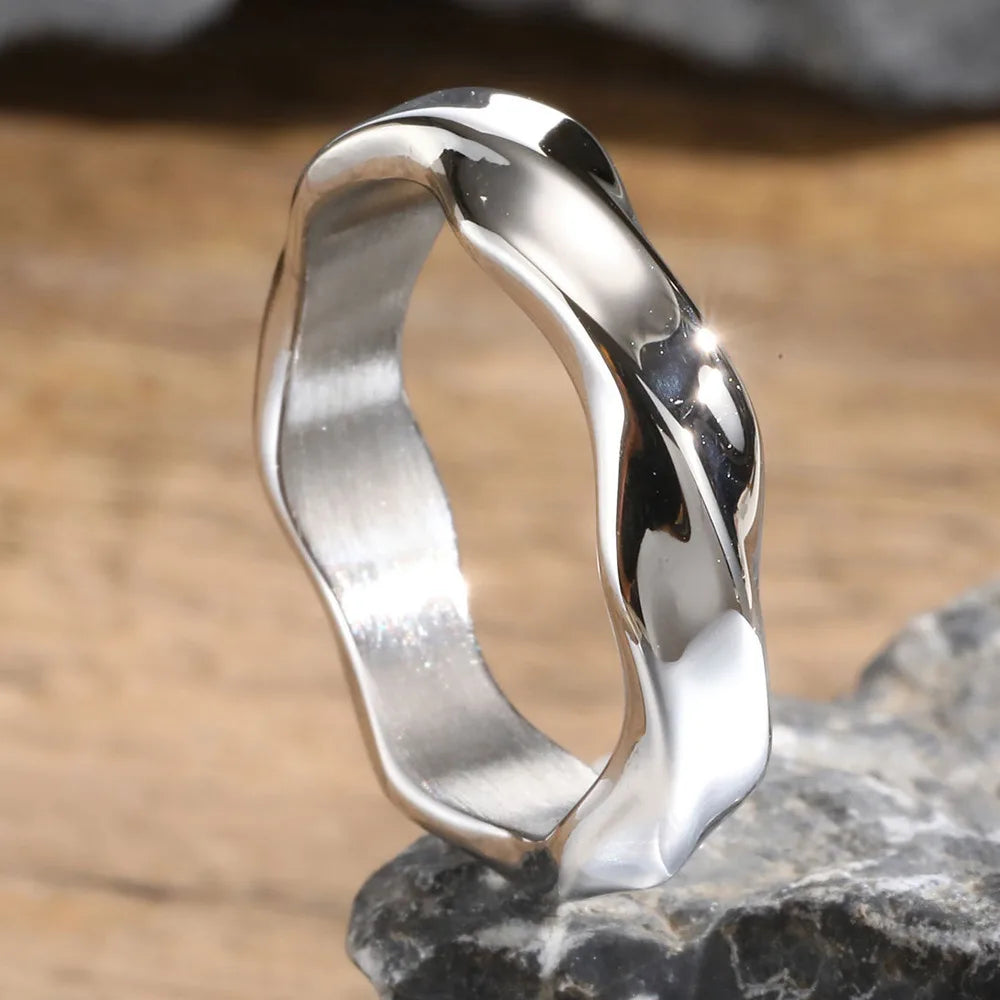 Mobius Ring for Men, Oxidized Twisted Stainless Steel