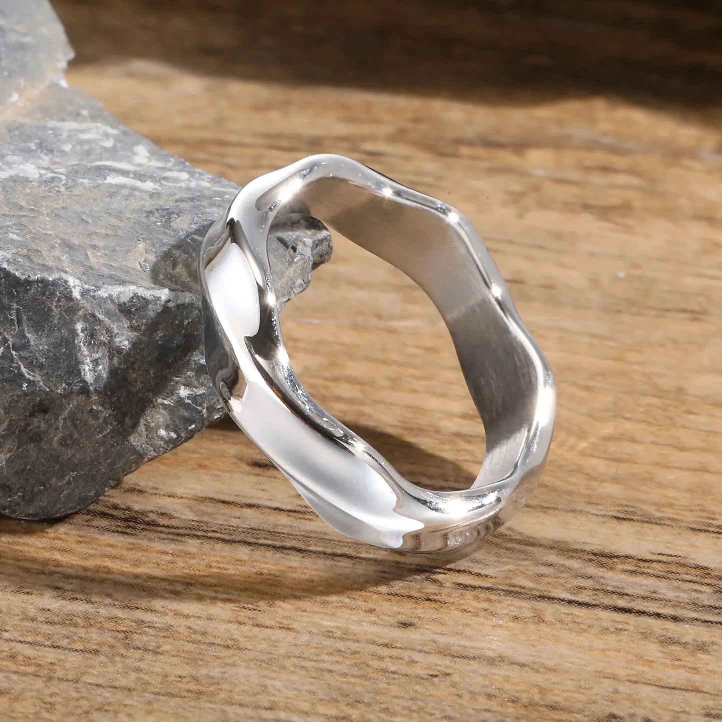 Mobius Ring for Men, Oxidized Twisted Stainless Steel