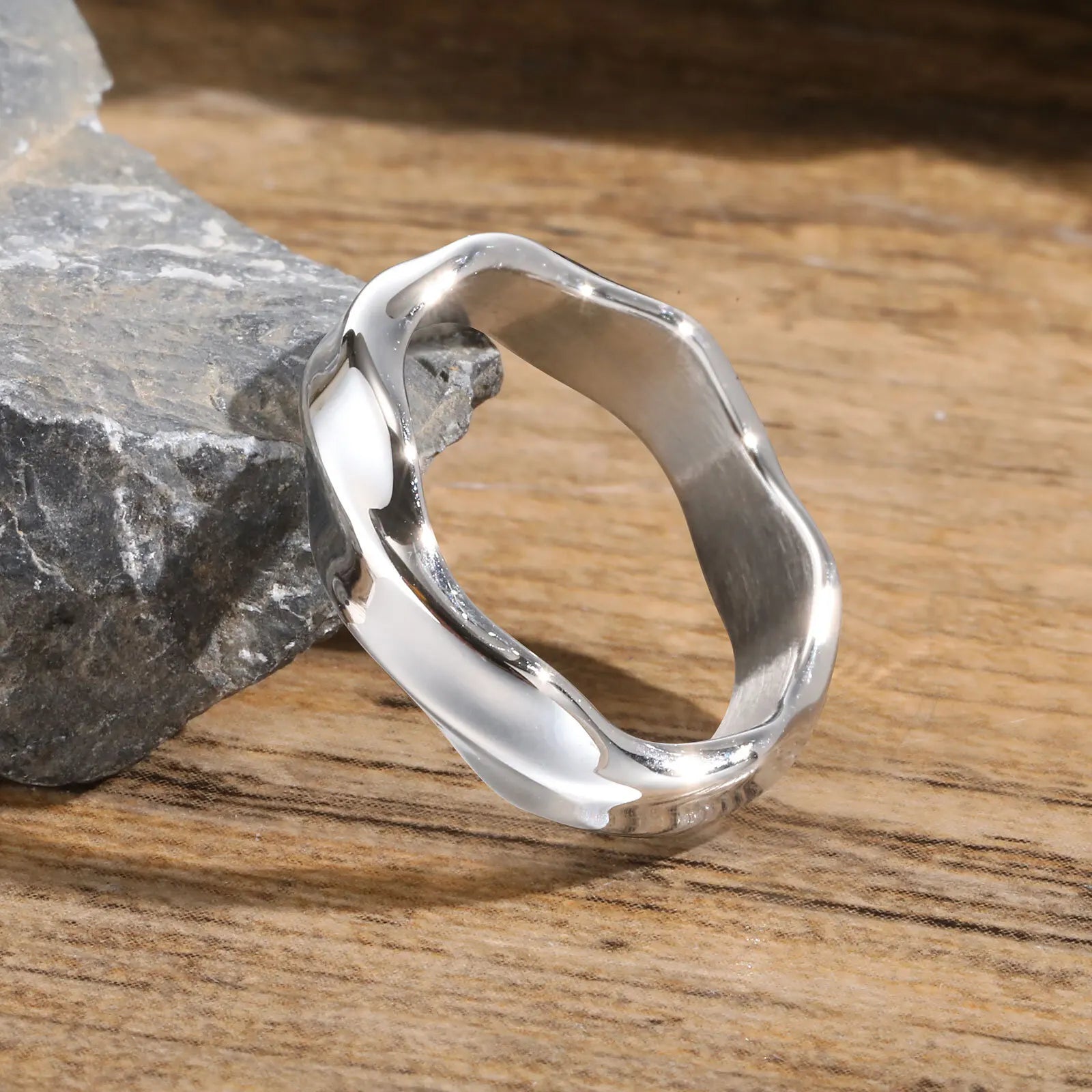 Mobius Ring for Men, Oxidized Twisted Stainless Steel