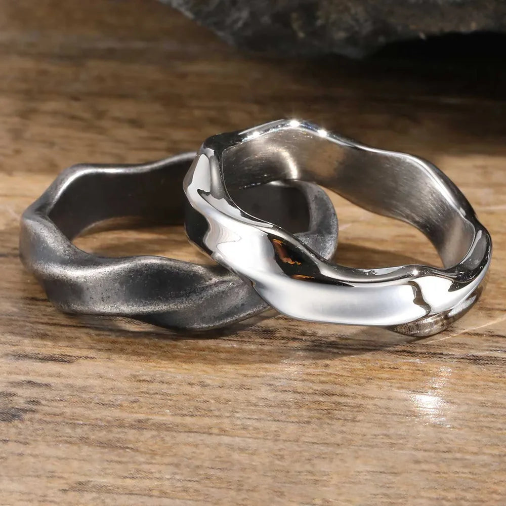 Mobius Ring for Men, Oxidized Twisted Stainless Steel