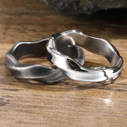 Mobius Ring for Men, Oxidized Twisted Stainless Steel
