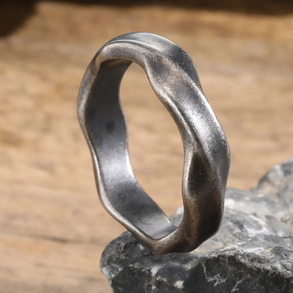 Mobius Ring for Men, Oxidized Twisted Stainless Steel